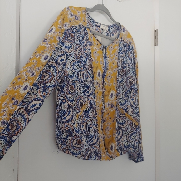 Umgee Boho Paisley Yellow Blue Bomber Jacket Medium Mixed Print - Picture 3 of 11